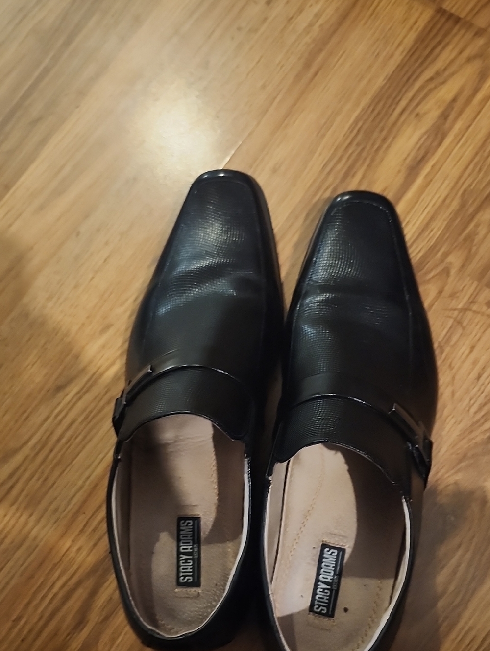 Stacy Adams Black Textured Leather Monk Strap Oxfords